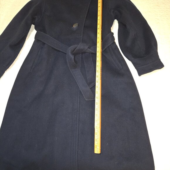 Vintage Union Made Wool Swing Coat Trench Mock Funnel Navy Blue Medium Large - Picture 10 of 13